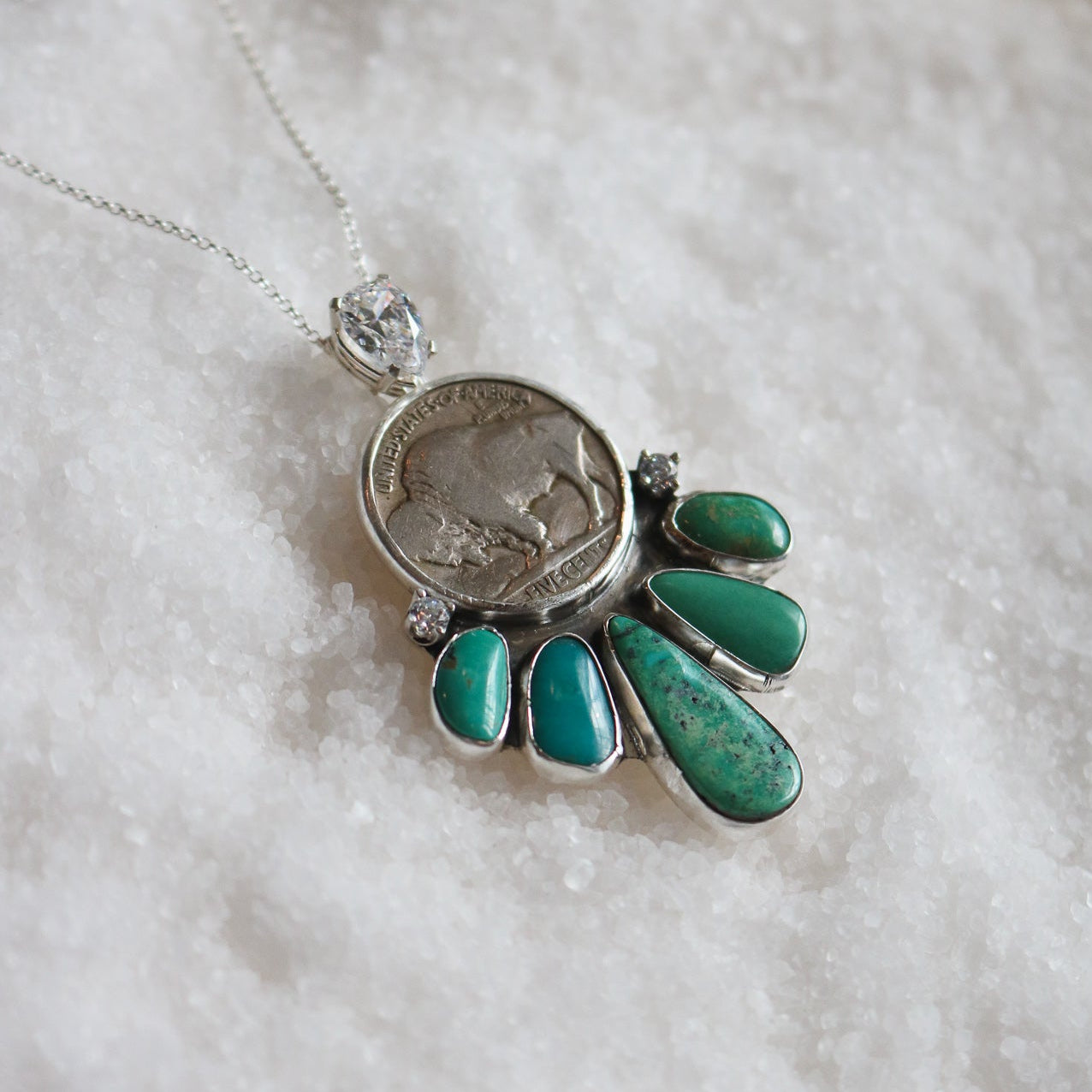 'Open Range' Turquoise + Diamond Necklace // One of a Kind