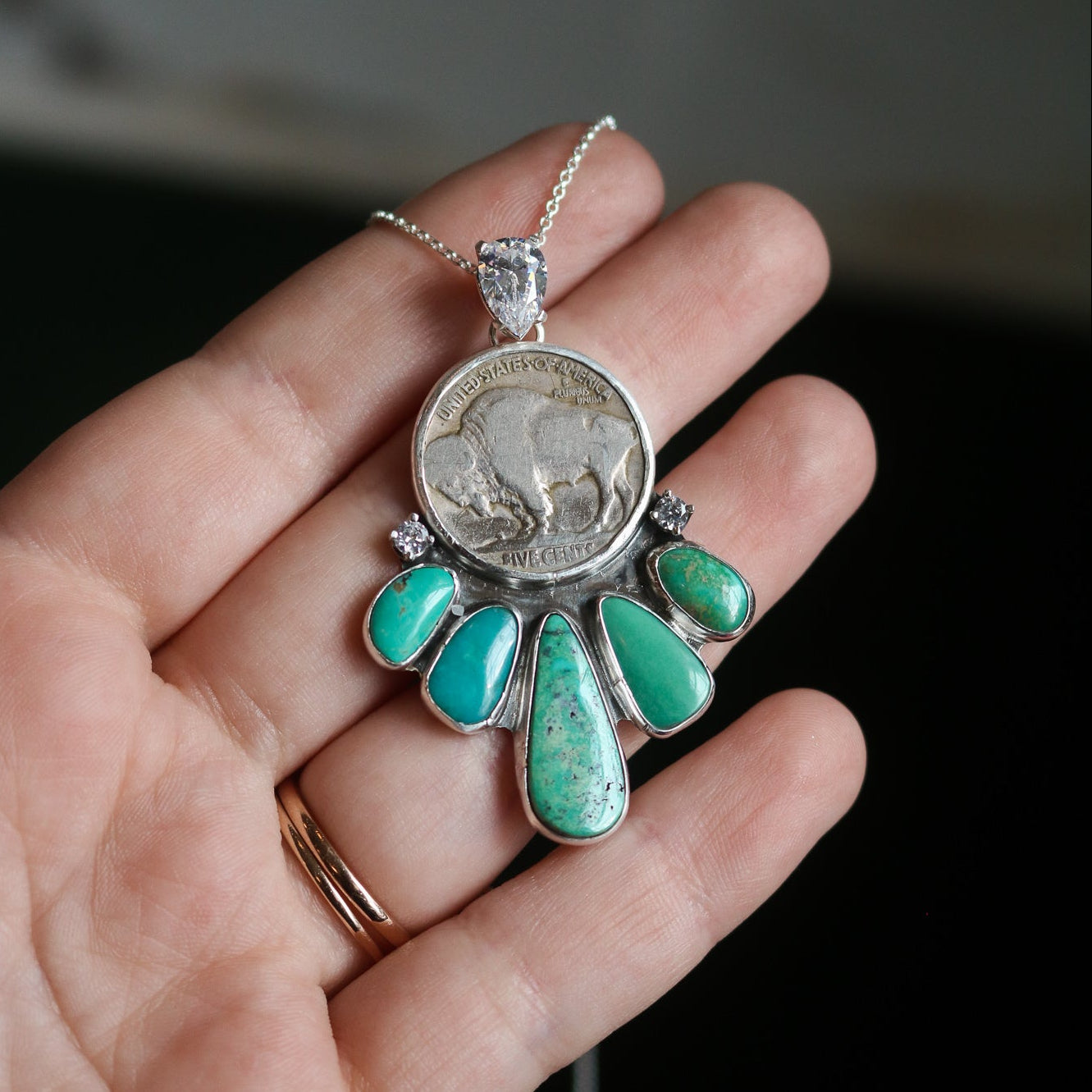 'Open Range' Turquoise + Diamond Necklace // One of a Kind