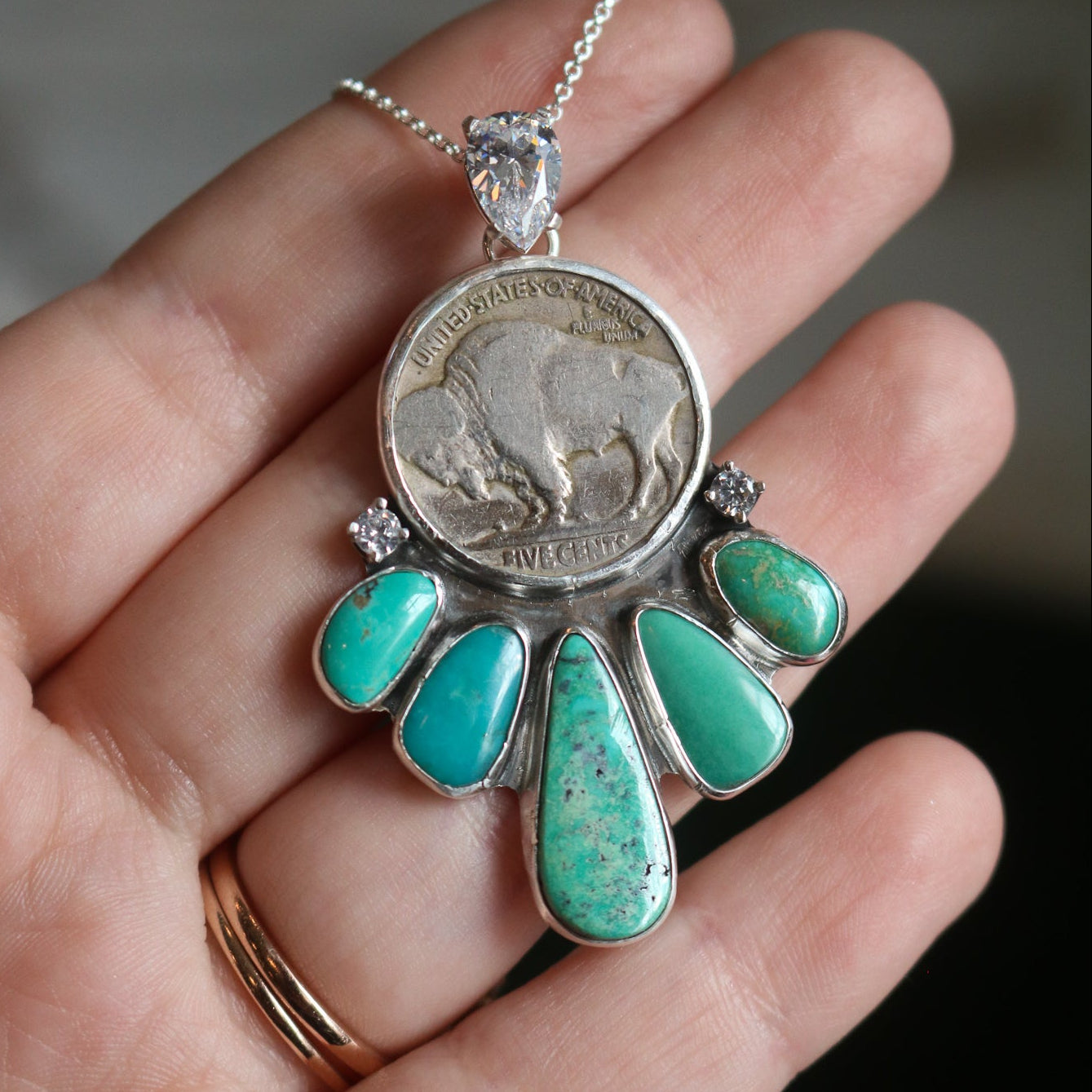 'Open Range' Turquoise + Diamond Necklace // One of a Kind