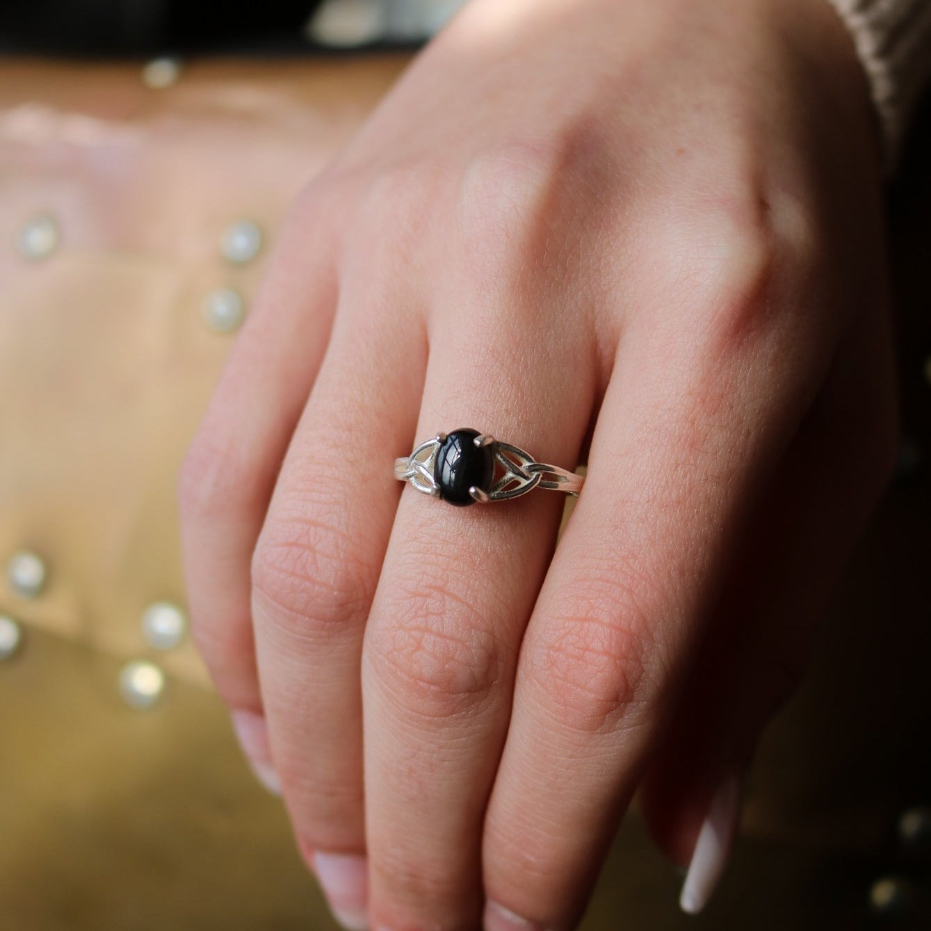 Celtic Knot Ring in Onyx // Made to Order