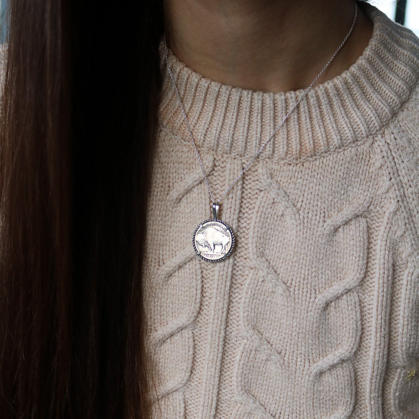 Buffalo Nickel Coin Medallion Charm/Necklace