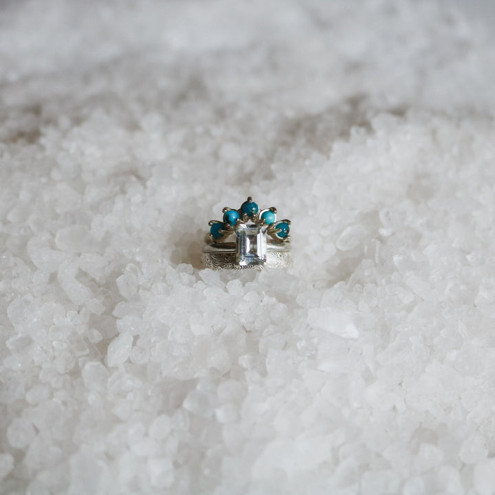 'Emma' Moissanite Engagement & Turquoise Wedding Ring Set // Made to Order