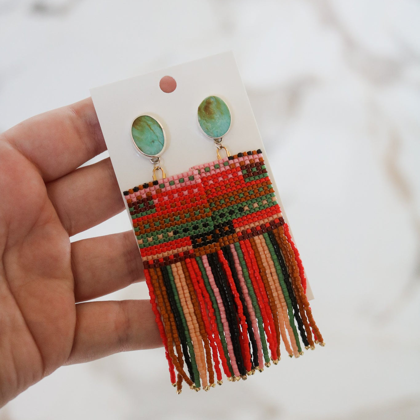 American Turquoise + Beaded Earrings III // One of a Kind