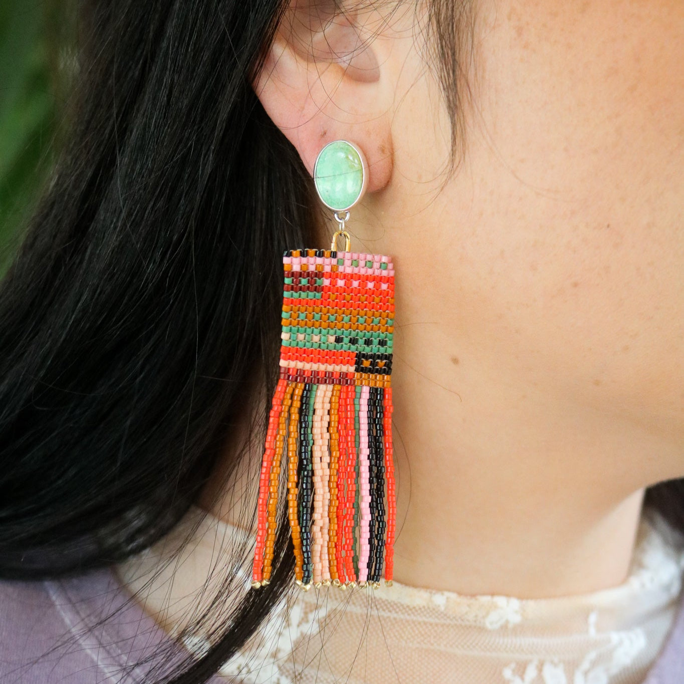 American Turquoise + Beaded Earrings II // One of a Kind