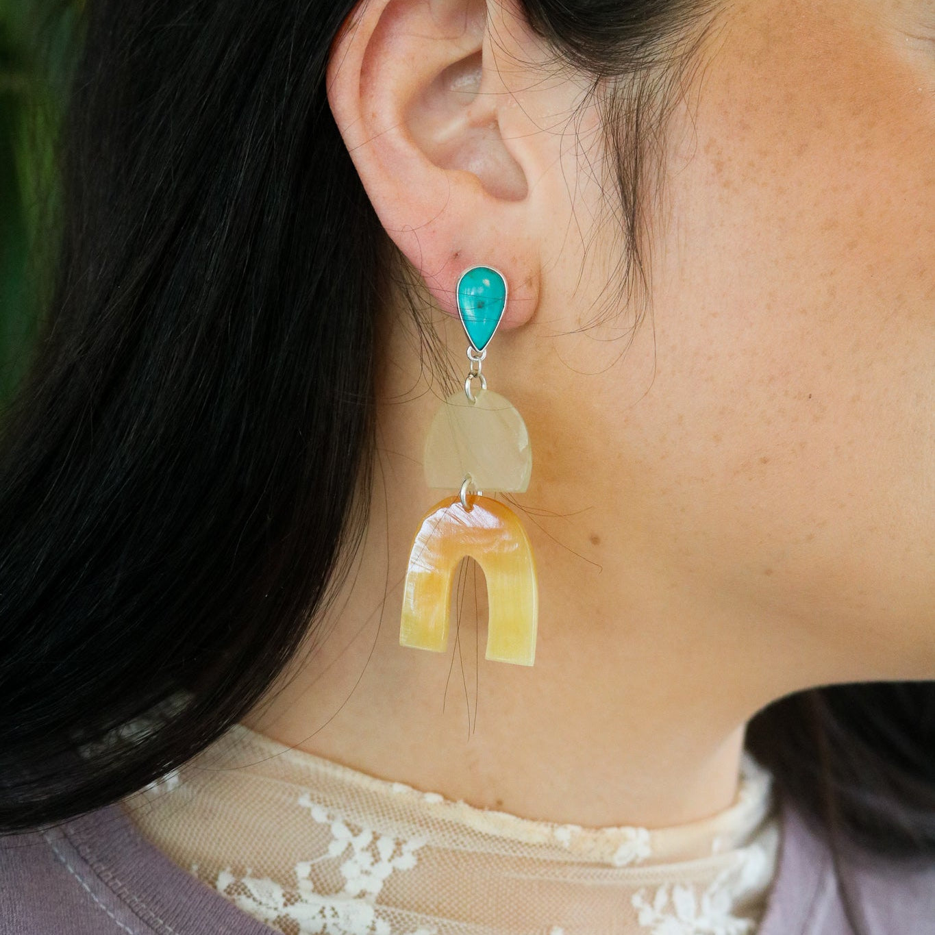 Chisholm Earrings in Light Cow Horn // One of a Kind