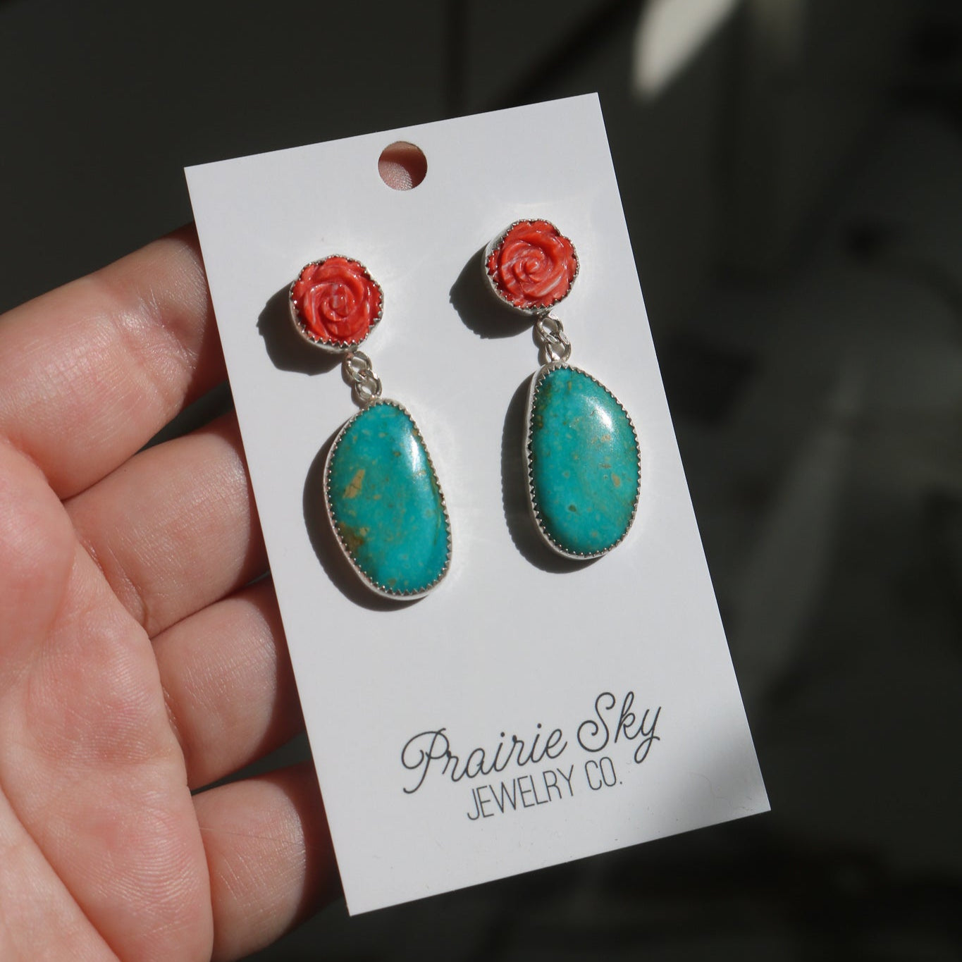 Spiny Rose + Turquoise Drop Earrings III // One of a Kind