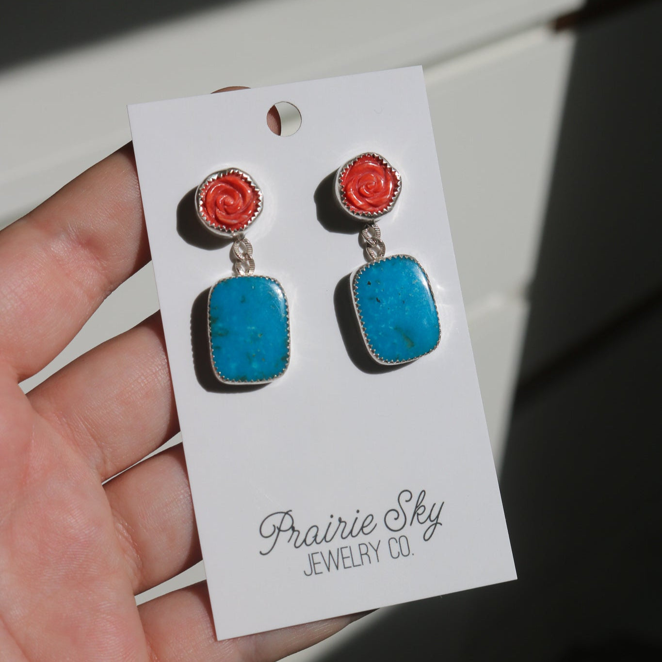 Spiny Rose + Turquoise Drop Earrings I // One of a Kind