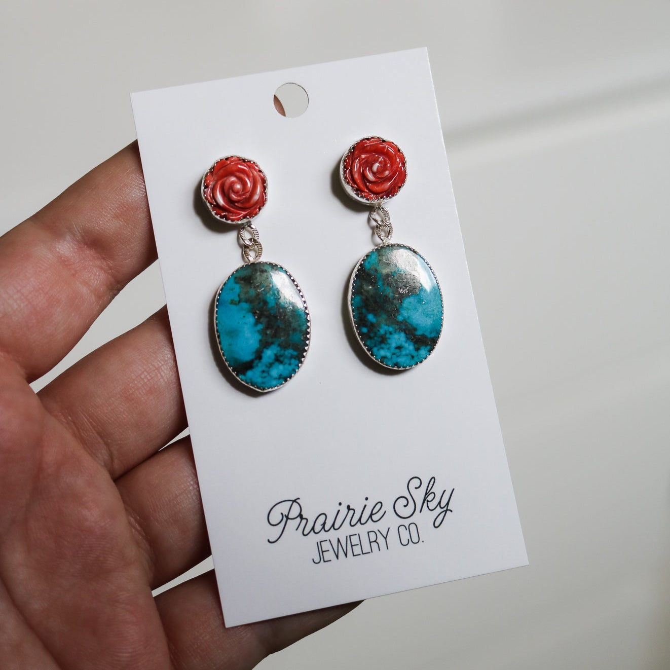 Spiny Rose + Turquoise Drop Earrings II // One of a Kind