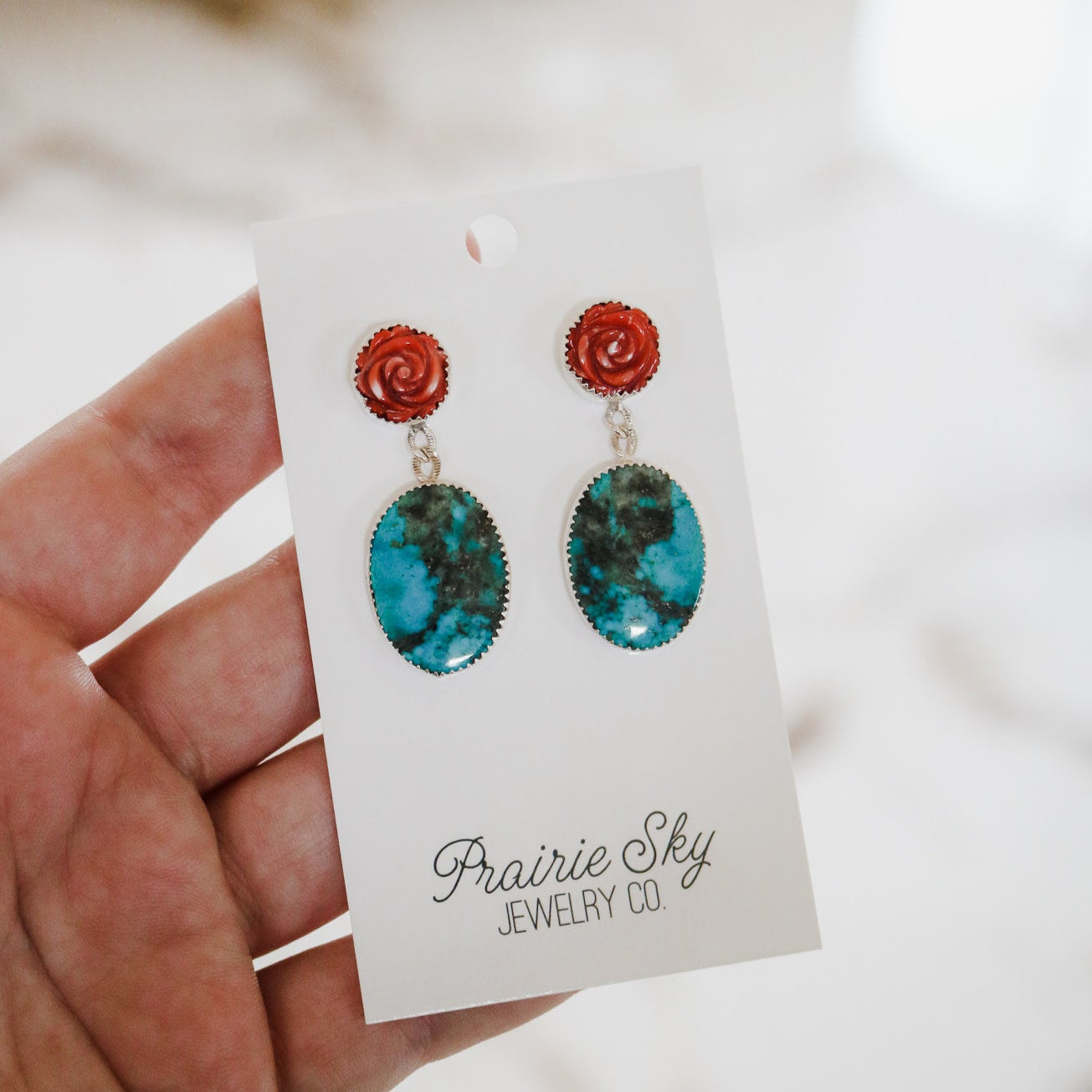 Spiny Rose + Turquoise Drop Earrings II // One of a Kind