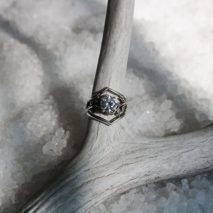 ‘Vivienne’ Brilliant Cut Moissanite Engagement & Wedding Ring Set // Made to Order