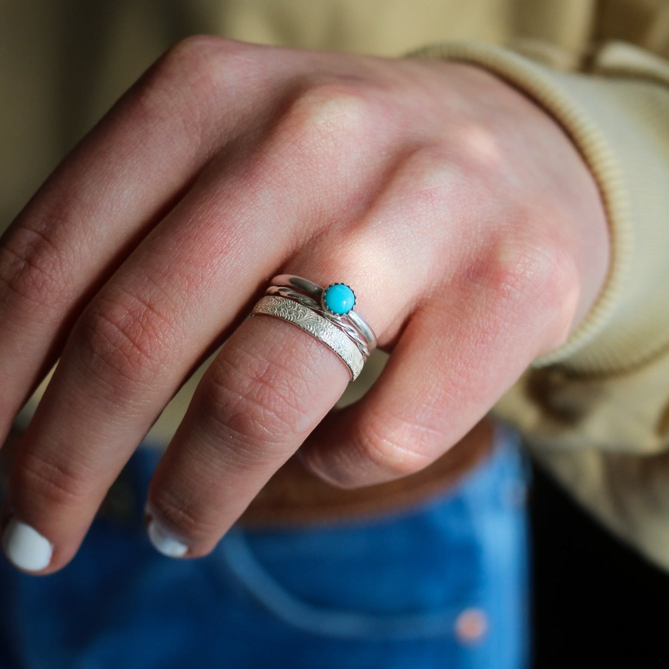 Sandia Stacking Ring Set in Turquoise // Made to Order