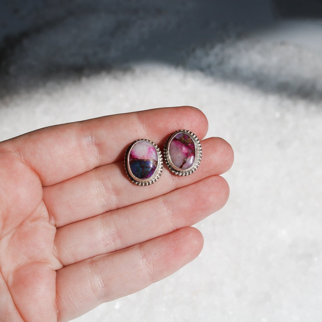 Pink Dahlia Stud Earrings // One of a Kind