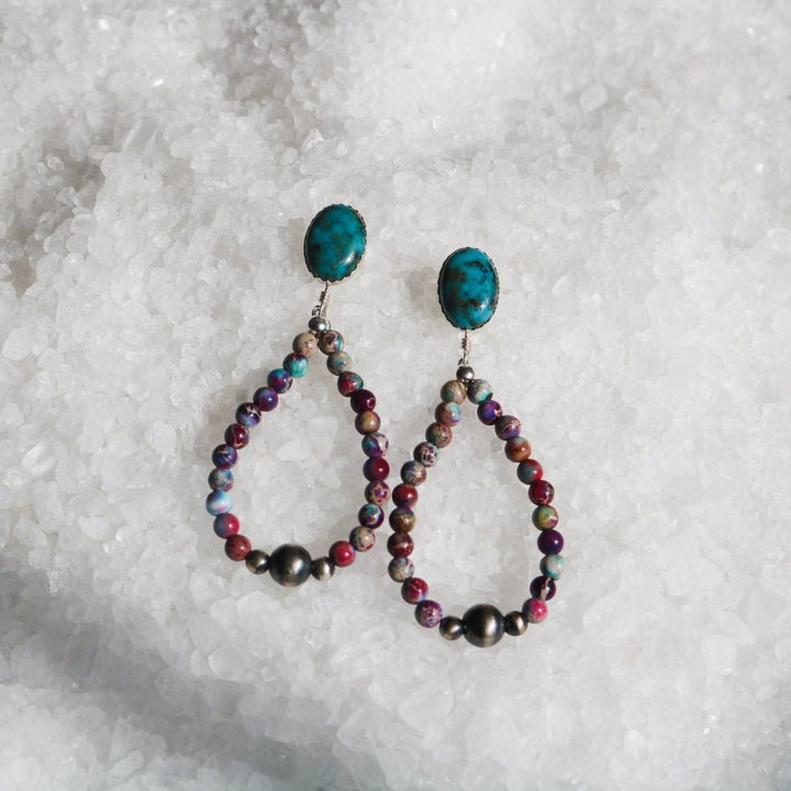 Purple Sea Sediment Jasper & Navajo Pearl Earrings // One of a Kind