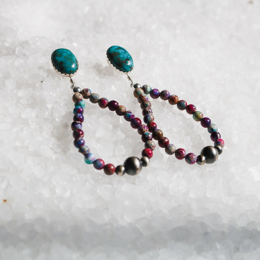 Purple Sea Sediment Jasper & Navajo Pearl Earrings // One of a Kind