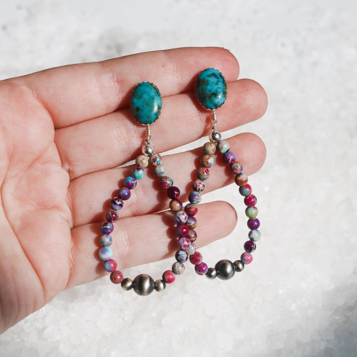 Purple Sea Sediment Jasper & Navajo Pearl Earrings // One of a Kind