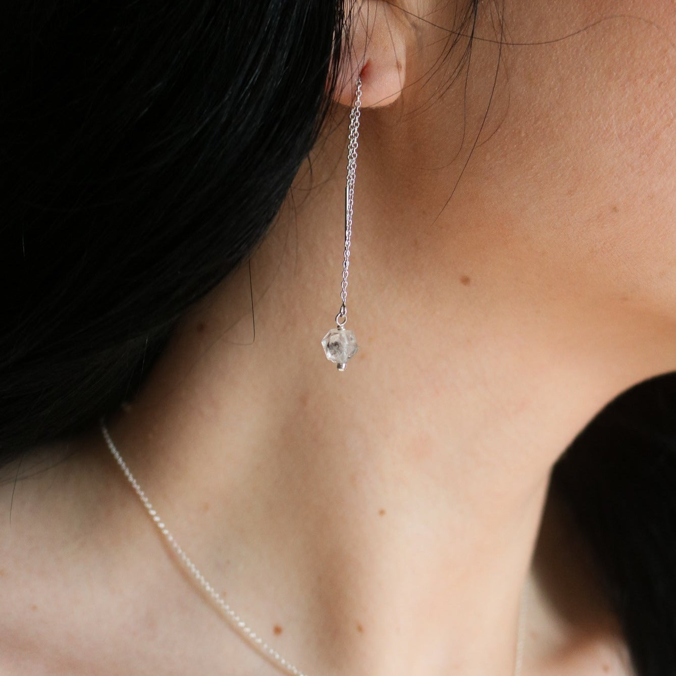 Herkimer Diamond Threader Earrings