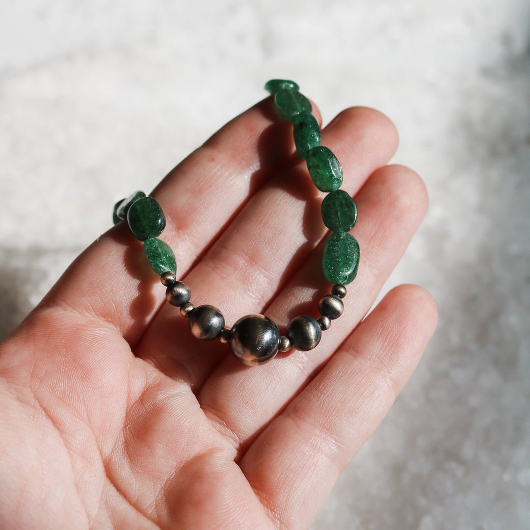 Green Quartz + Navajo Pearl Necklace // One of a Kind