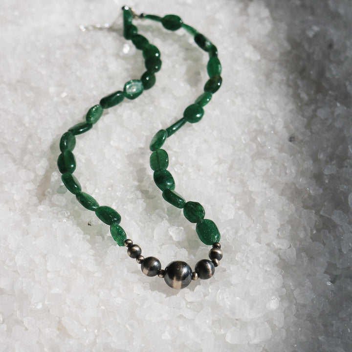 Green Quartz + Navajo Pearl Necklace // One of a Kind