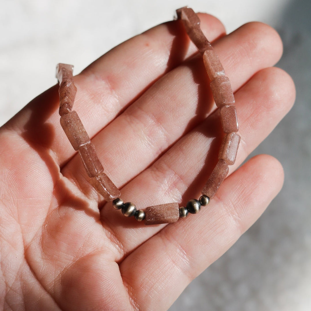 Strawberry Quartz + Navajo Pearl Necklace // One of a Kind