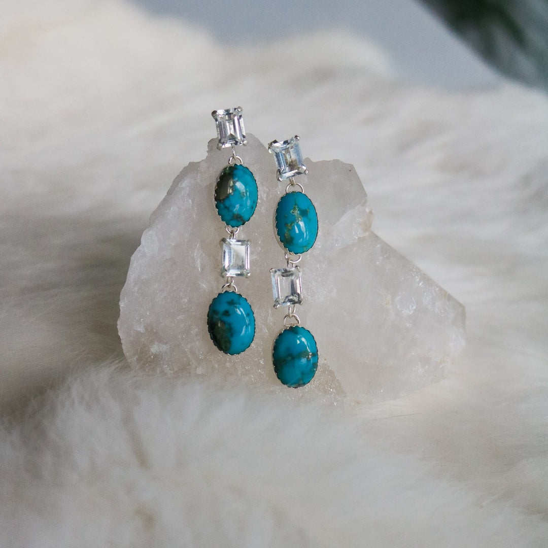 Bridal Drops in White Topaz + Turquoise // Made to Order