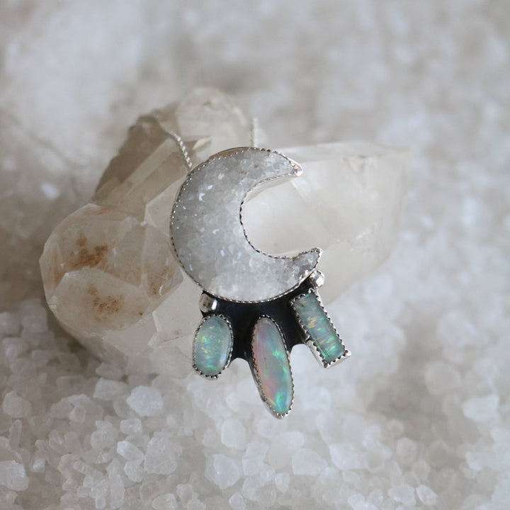 Celestial Quartz & White Opal 'Bad Moon' Necklace // One of a Kind