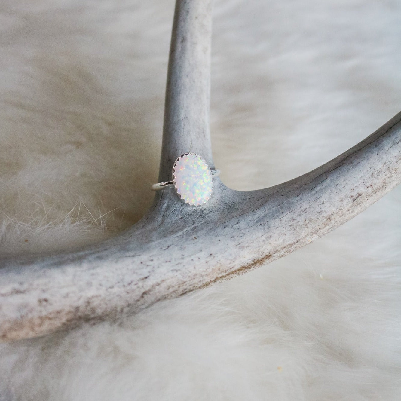 Laredo Stacking Ring in White Opal // Made to Order