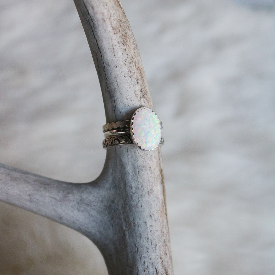 Laredo Stacking Ring Set in White Opal // Made to Order
