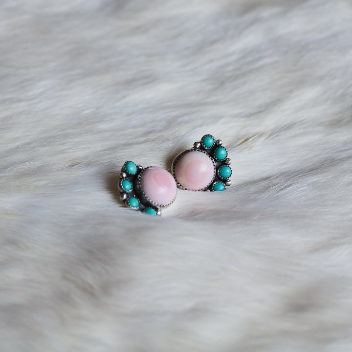 Heather Pink Conch + Turquoise Studs // Made to Order