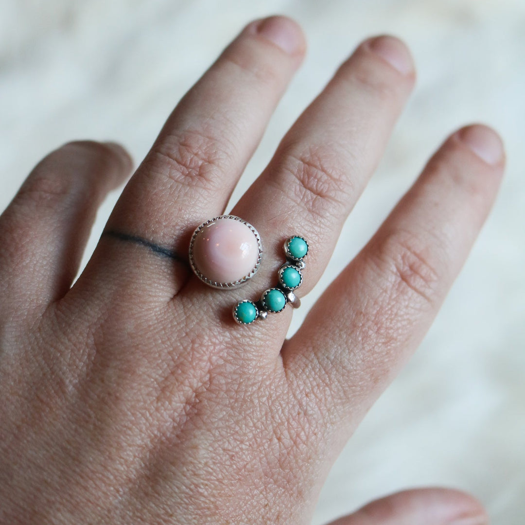 Heather Adjustable Pink Conch + Turquoise Ring // Made to Order