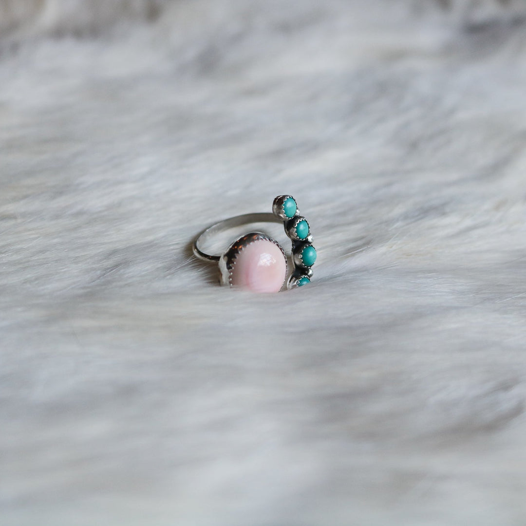 Heather Adjustable Pink Conch + Turquoise Ring // Made to Order