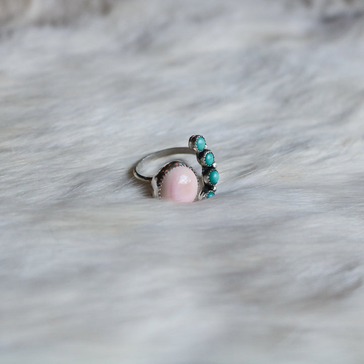 Heather Adjustable Pink Conch + Turquoise Ring // Made to Order