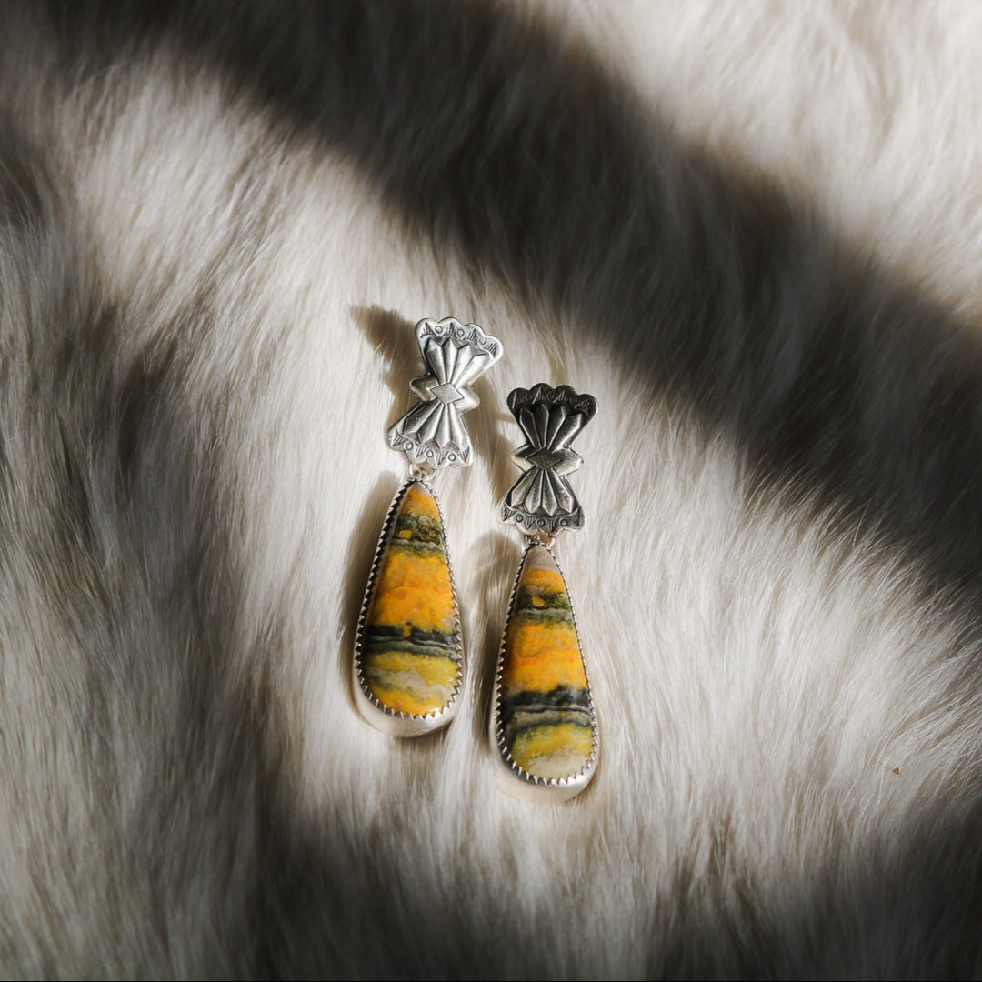 Butterfly Concho + Bumblebee Jasper Drop Earrings // One of a Kind