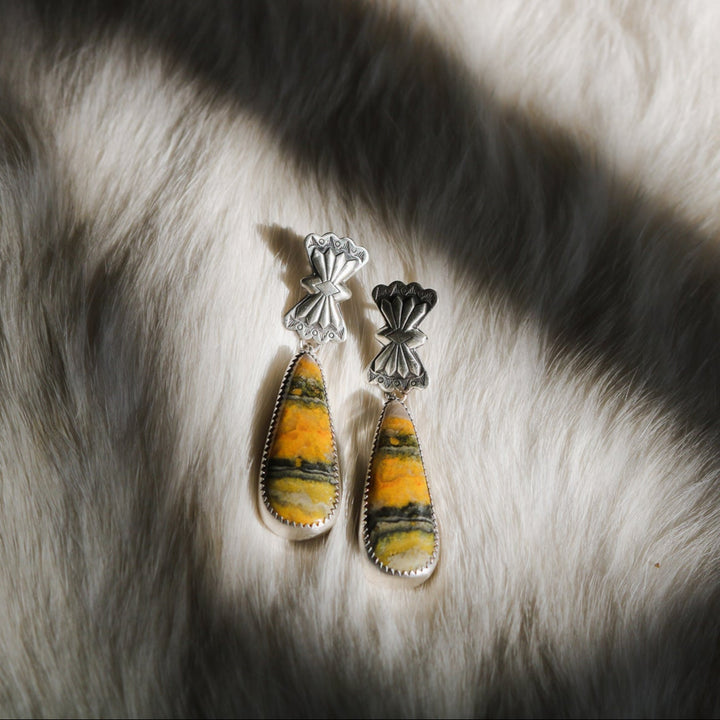 Butterfly Concho + Bumblebee Jasper Drop Earrings // One of a Kind