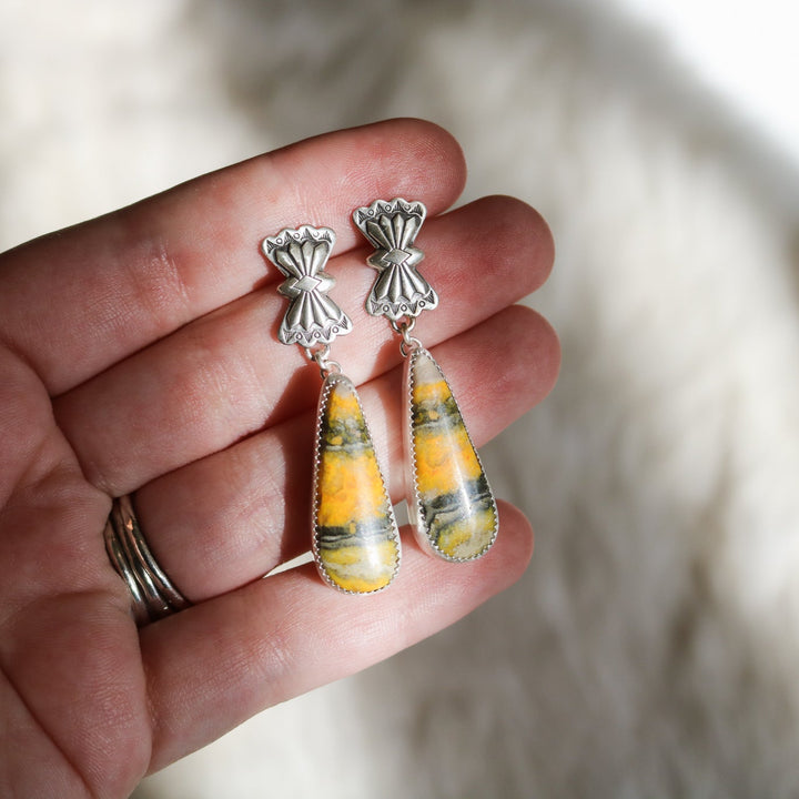 Butterfly Concho + Bumblebee Jasper Drop Earrings // One of a Kind