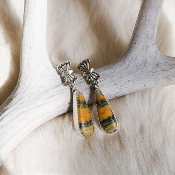 Butterfly Concho + Bumblebee Jasper Drop Earrings // One of a Kind