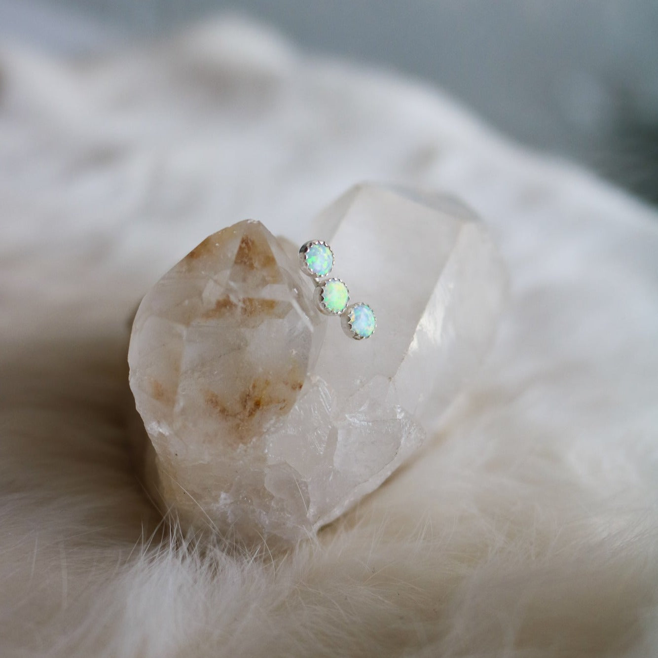 Triple Stone Helix Stud