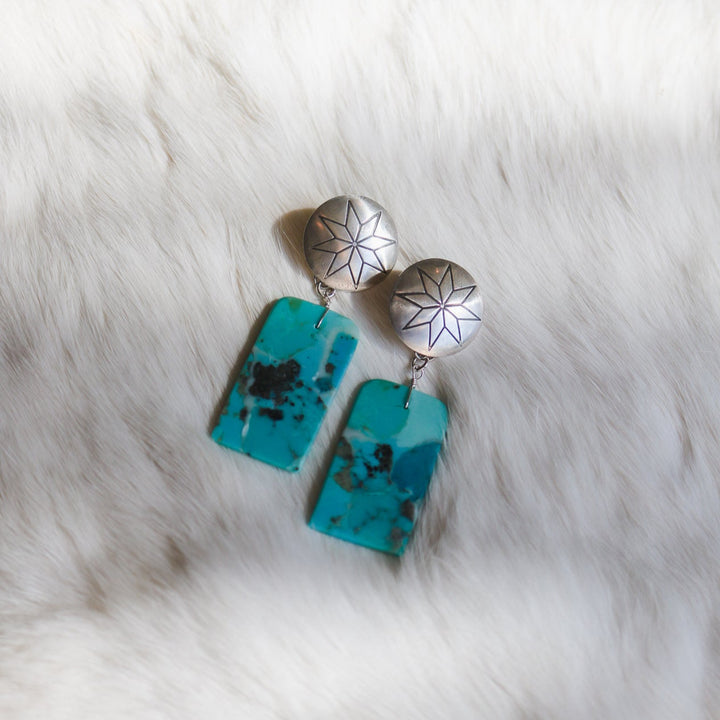 Quilt Star Concho + Turquoise Drop Earrings // One of a Kind