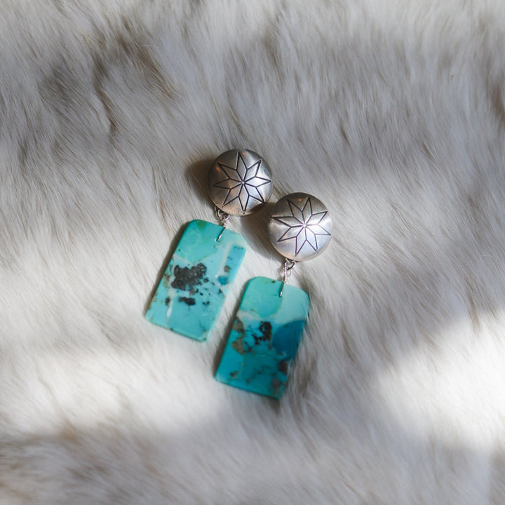 Quilt Star Concho + Turquoise Drop Earrings // One of a Kind