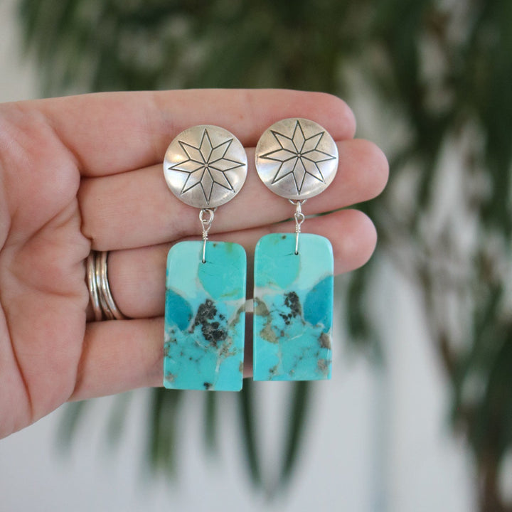 Quilt Star Concho + Turquoise Drop Earrings // One of a Kind