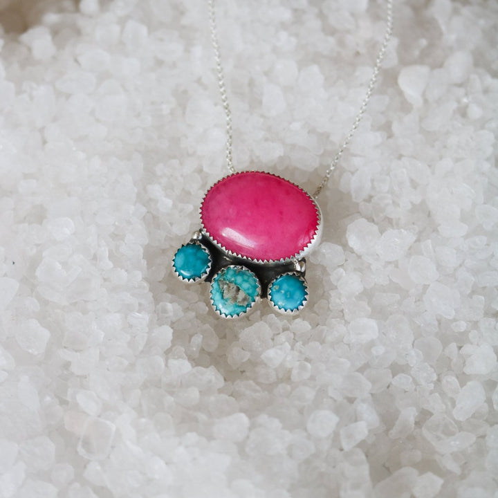 Mesa Necklace in Pink Chalcedony & Turquoise // One of a Kind