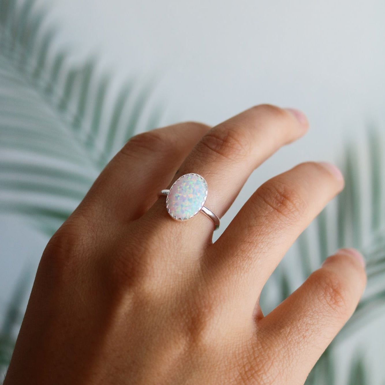 Laredo Stacking Ring in White Opal // Made to Order