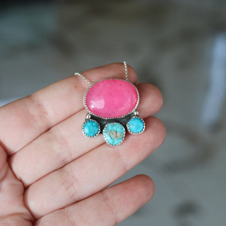 Mesa Necklace in Pink Chalcedony & Turquoise // One of a Kind