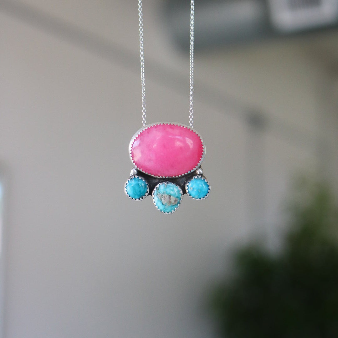 Mesa Necklace in Pink Chalcedony & Turquoise // One of a Kind