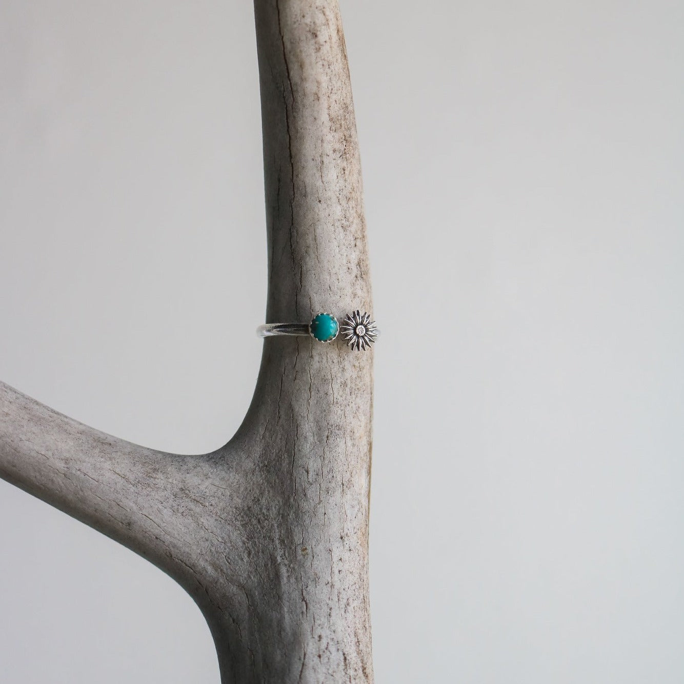 Verano // Adjustable Sunflower + Turquoise Ring