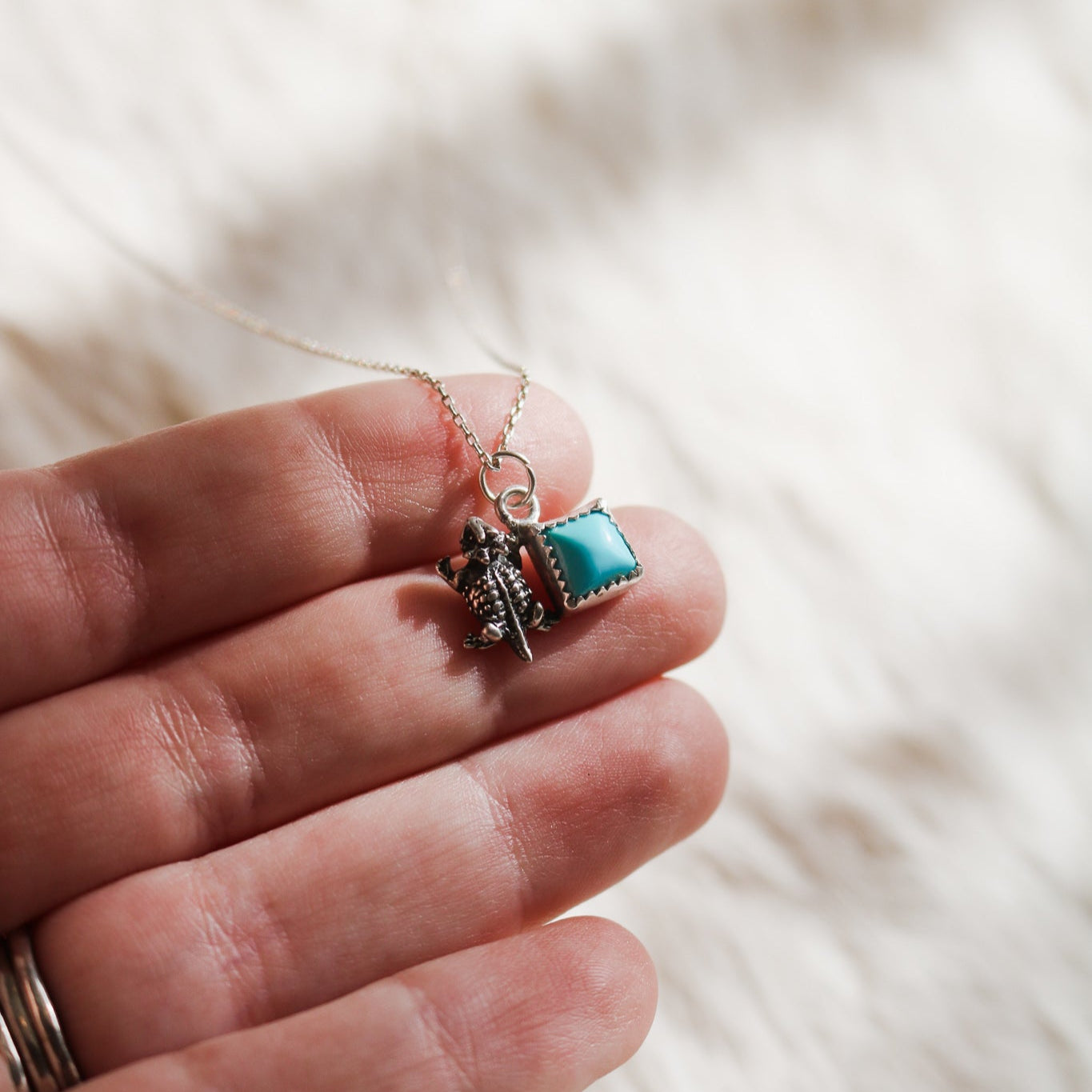 Horny Toad Necklace in Sleeping Beauty Turquoise // One of a Kind