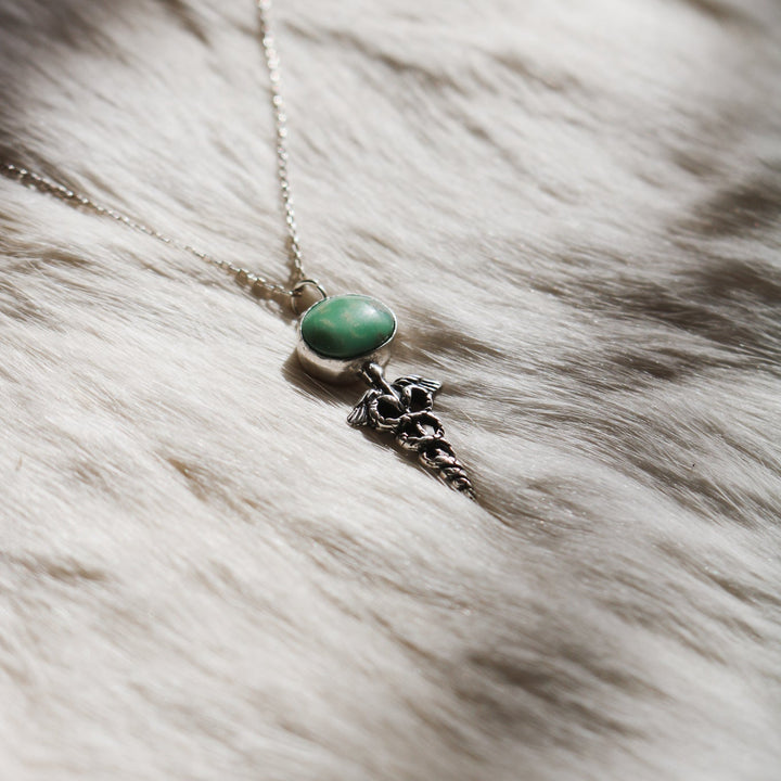 Caduceus Necklace in American Turquoise // One of a Kind