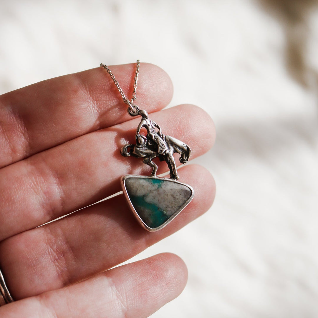 Buckin Horse Necklace in Bisbee Turquoise // One of a Kind