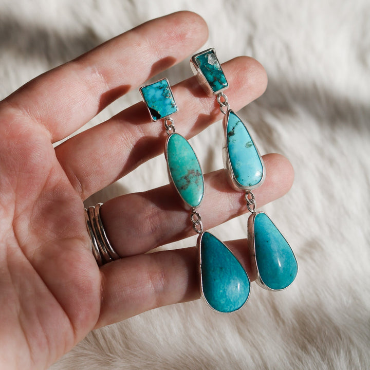 Campitos + Kingman Turquoise Triple Drop Earrings // One of a Kind