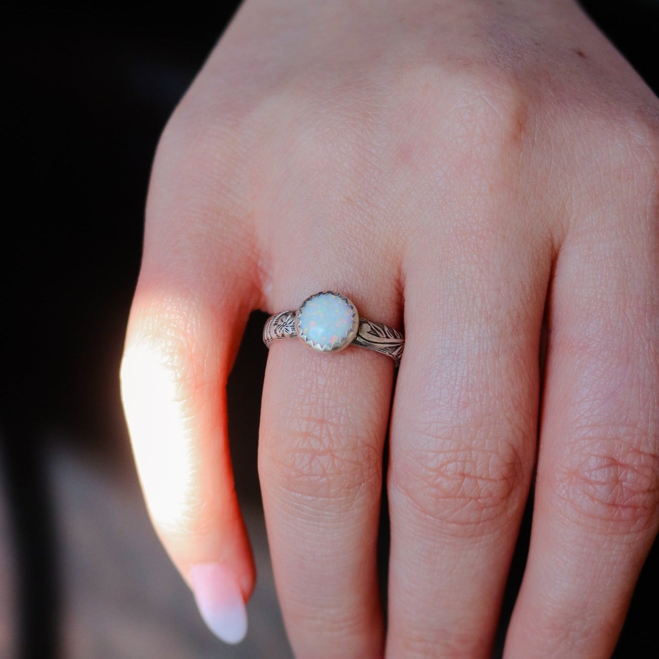 Sweetwater Stacking Ring in White Opal // Made to Order