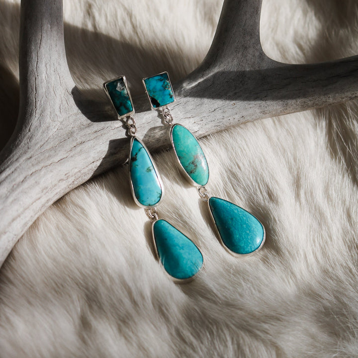 Campitos + Kingman Turquoise Triple Drop Earrings // One of a Kind